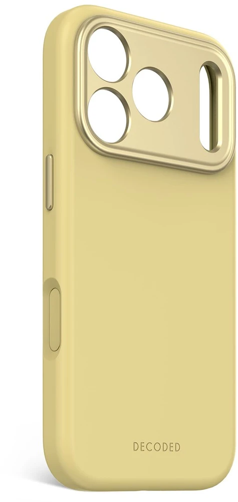 Dėklas Decoded AntiMicrobial Silicone Backcover – silikoninis apsauginis dangtelis, skirtas iPhone 17 Pro, suderinamas su MagSafe (yuma yellow)