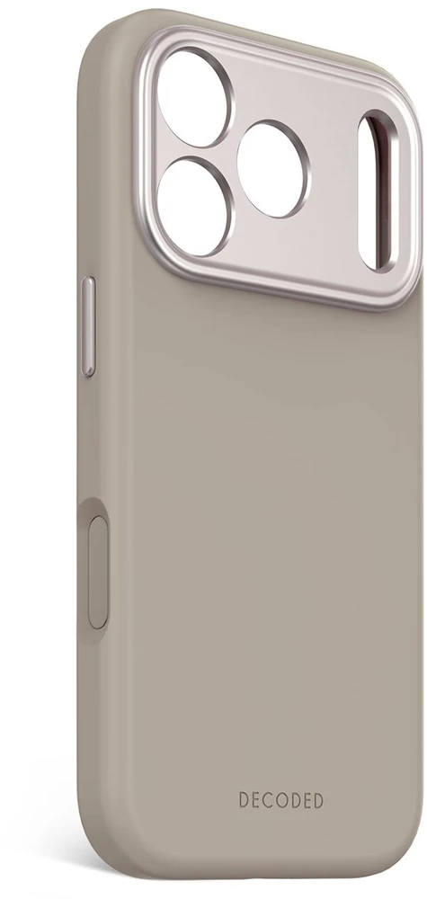 Dėklas Carruzzo Decoded AntiMicrobial Silicone Backcover - silikoninis apsauginis dangtelis, tinkantis iPhone 17 Pro, suderinamas su MagSafe (švelnios taupe spalvos)