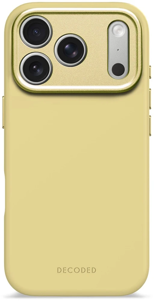 Dėklas Decoded AntiMicrobial Silicone Backcover – silikoninis apsauginis dangtelis, skirtas iPhone 17 Pro, suderinamas su MagSafe (yuma yellow)
