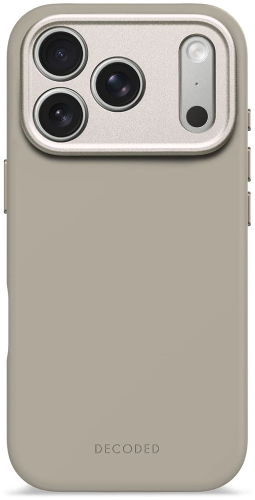 Dėklas Carruzzo Decoded AntiMicrobial Silicone Backcover - silikoninis apsauginis dangtelis, tinkantis iPhone 17 Pro, suderinamas su MagSafe (švelnios taupe spalvos)