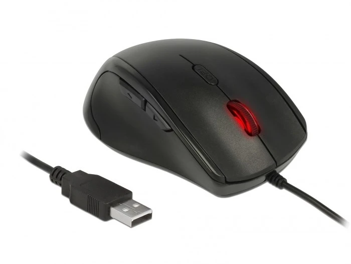 Mitel Carruzzo DeLOCK 12548 kompiuterinė pelė Biuras Kairė ranka USB A tipo Optinis 2400 DPI