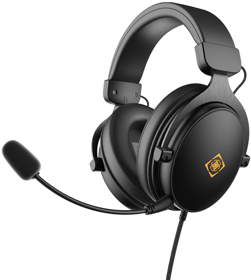 DH320 laidinės žaidimų ausinės DELTACO GAMING, iš odos, 3.5mm jungtis, garsumo ir nutildymo mikrofono valdikliai / GAM-190 / 4222403