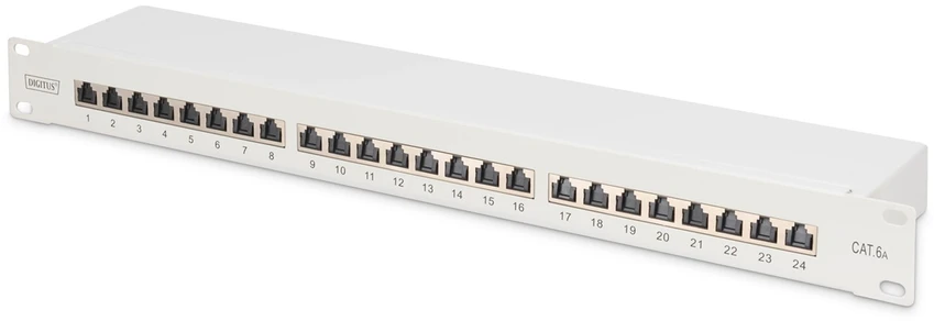 Assmann Electronic DIGITUS Komutacinė panelė 1HE 24 prievadų Cat6a ekranuota šviesiai pilka
