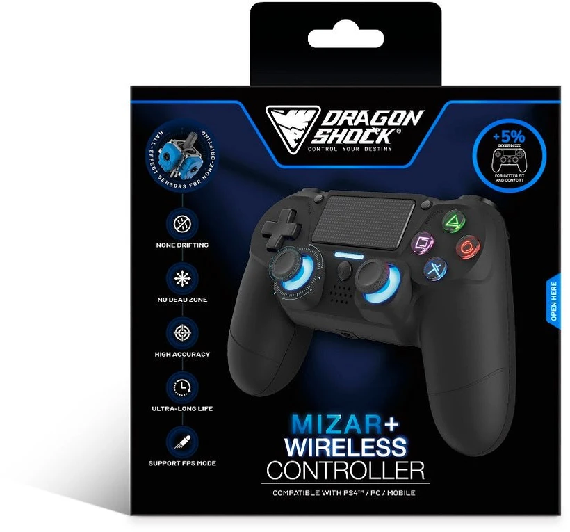 Carruzzo Dragonshock Mizar+ Juoda „Bluetooth“ Žaidimų pultelis Analoginis / skaitmeninis PC, PlayStation 4, Android