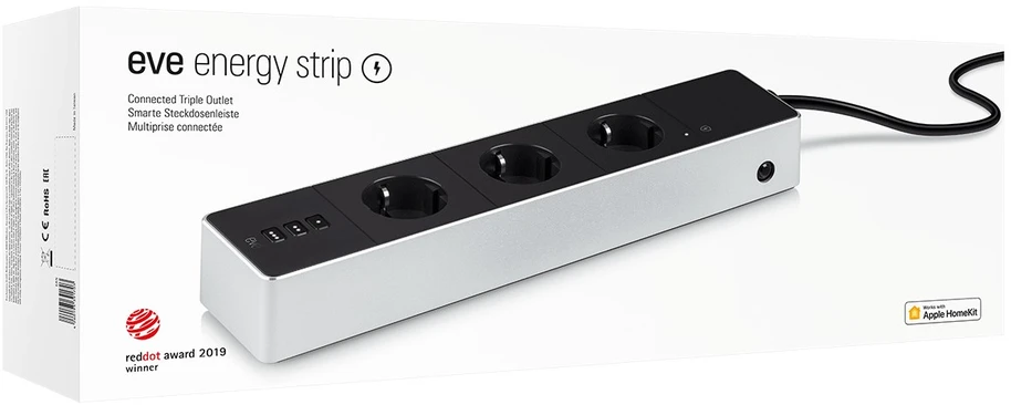 Eve Systems EVE Energy Strip – prijungtas trigubas Apple HomeKit lizdas