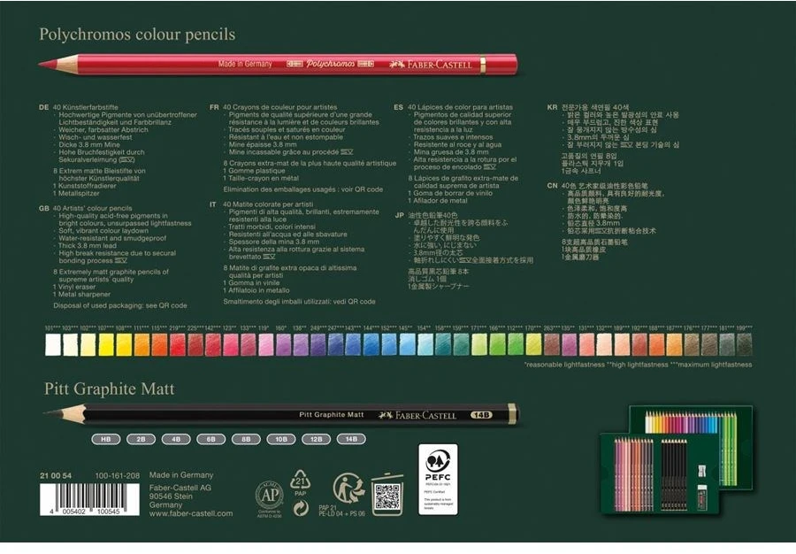 Carruzzo Faber-Castell Polychromos & Pitt Graphite Matt Set Multi spalvos 48 vnt