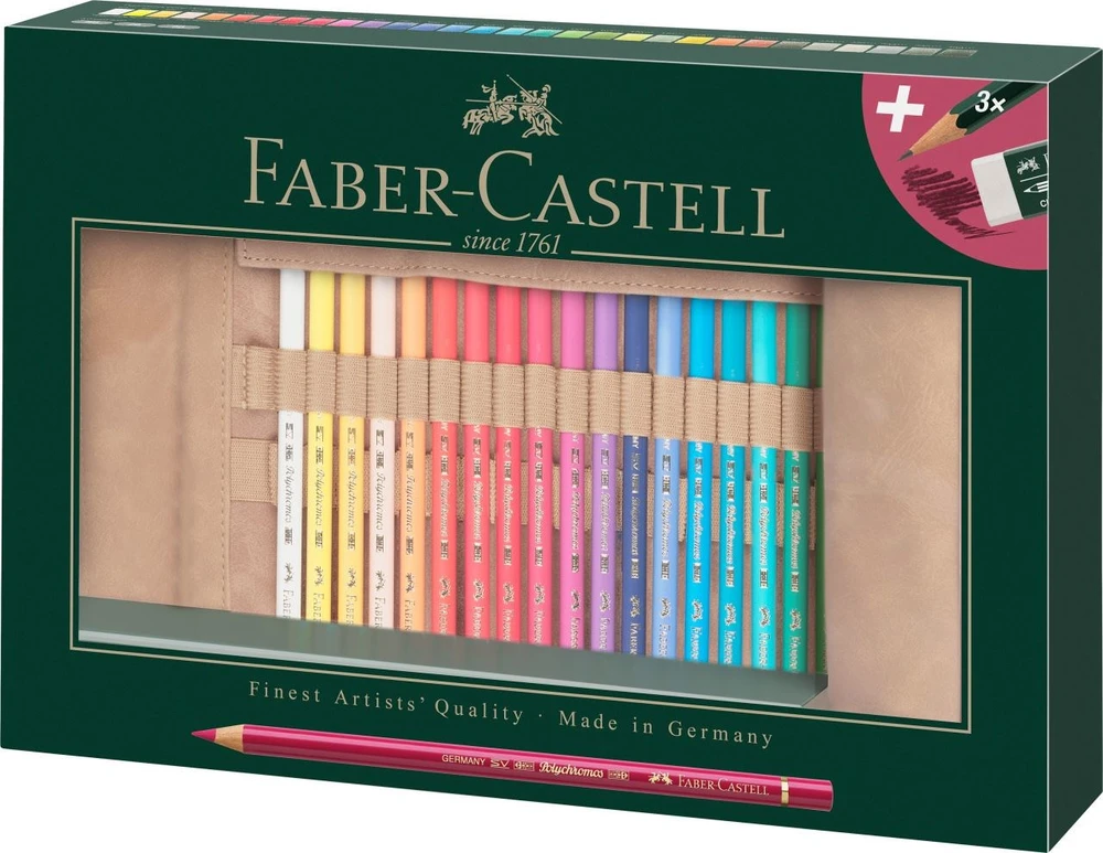 Spalvoti pieštukai Faber-Castell Polychromos, 30 vnt., ritinėlis (110030)