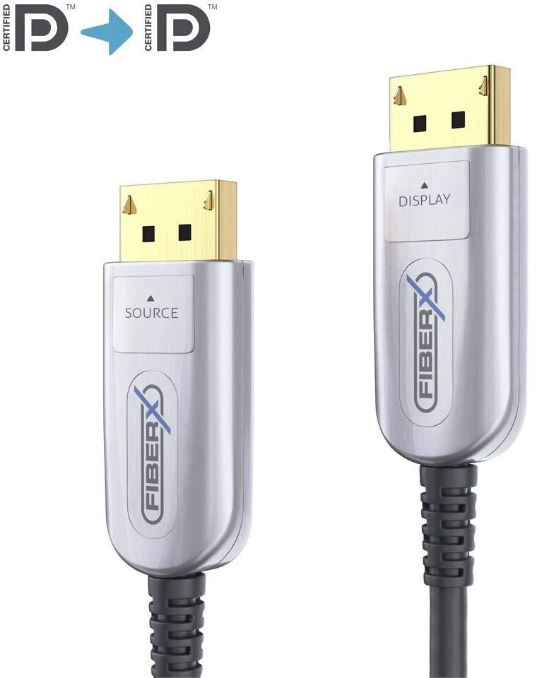 Purelink Carruzzo FiberX FX-I260-010 „DisplayPort“ kabelis 10 m Juoda, Sidabras