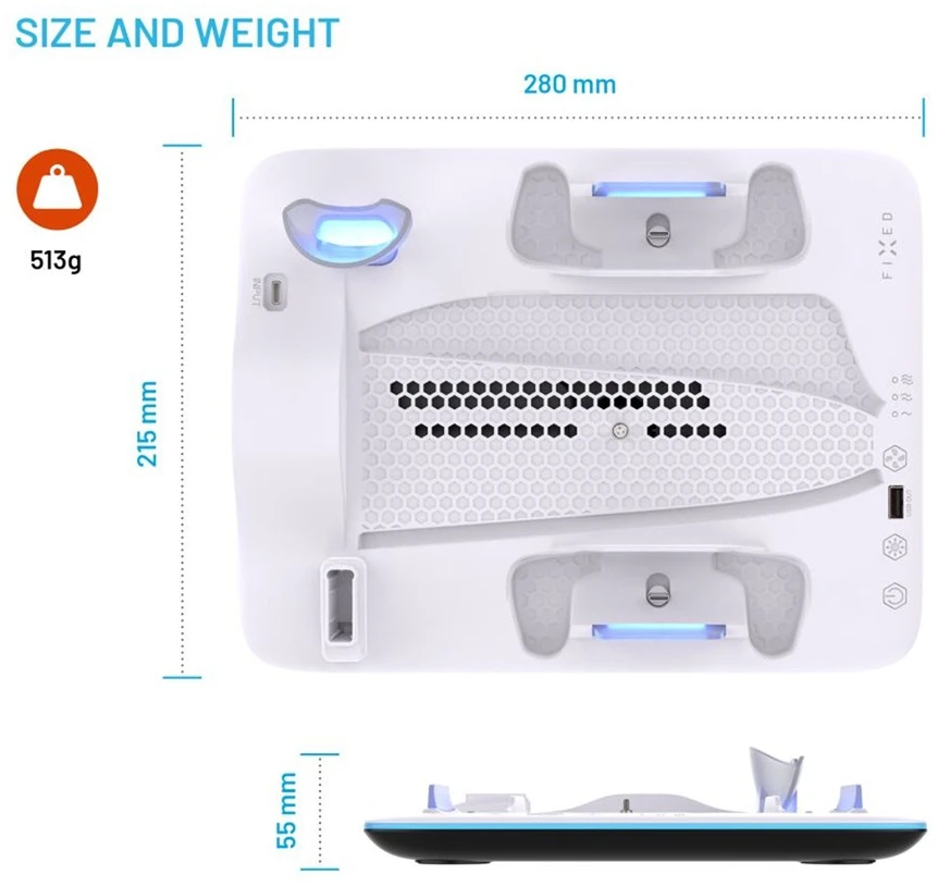 FIKSUOTA dokų stotis, skirta PlayStation 5 (Pro/Slim), juoda ir balta | Fixed
