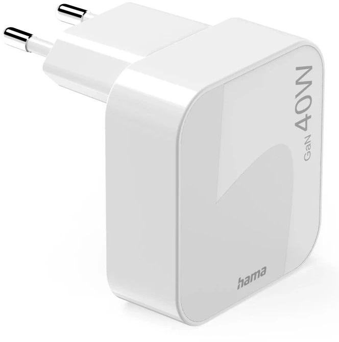 Hama 40W GaN 2x USB-C balta składana