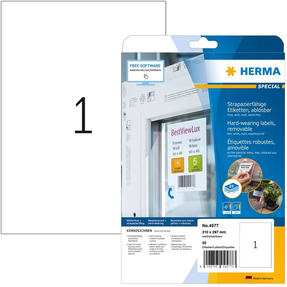 HERMA 4577 lipni etiketė Balta Keičiama 20 vnt