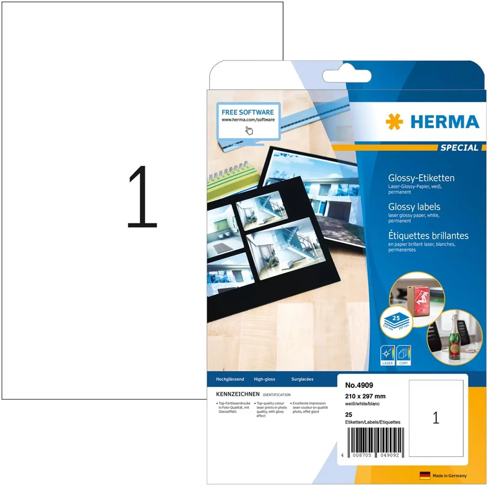 HERMA 4909 etiketė spausdinimui Balta Lipni spausdintuvo etiketė