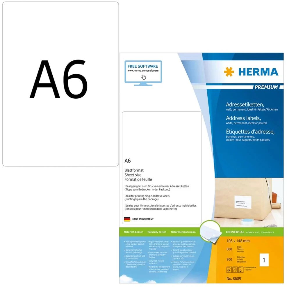 Carruzzo HERMA 8689 ženklinimo etiketė Balta