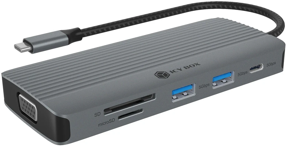 Carruzzo ICY BOX IB-DK4040a-CPD Vielinis USB 3.2 Gen 1 (3.1 Gen 1) Type-C Aliuminis, Sidabras