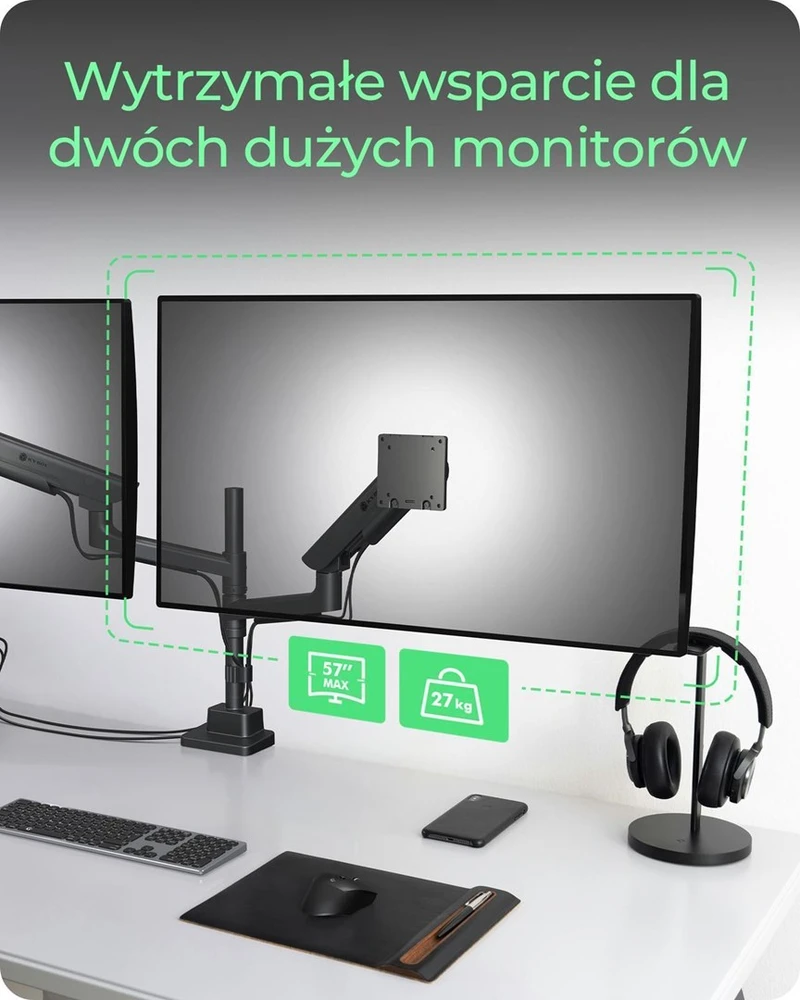 Carruzzo ICY BOX IB-MS702-T monitoriaus laikiklis arba stovas 144,8 cm (57″) Stalas Juoda