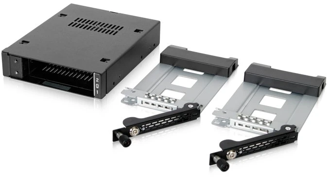IcyDock Carruzzo Icy Dock MB492TKL-B diskų įrenginio skyriaus dangtelis 2.5″ Nešantysis skydelis Juoda, Sidabras