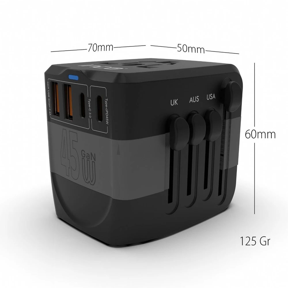Carruzzo Inca IPW-45SA maitinimo kištukų adapteris Universalus Juoda