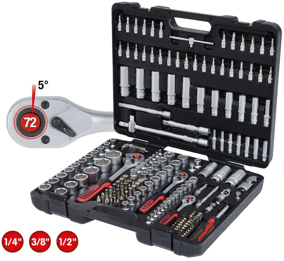 Įrankių rinkinys 1/4+3/8+1/2'' 179 vnt, KS Tools