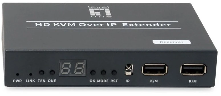 Carruzzo LevelOne HVE-6701R vaizdo ir garso signalų ilgintuvas AV imtuvas Juoda