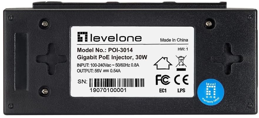 Level One Carruzzo LevelOne POI-3014 PoE adapteris Greitas eternetas, Gigabitinis eternetas 52 V