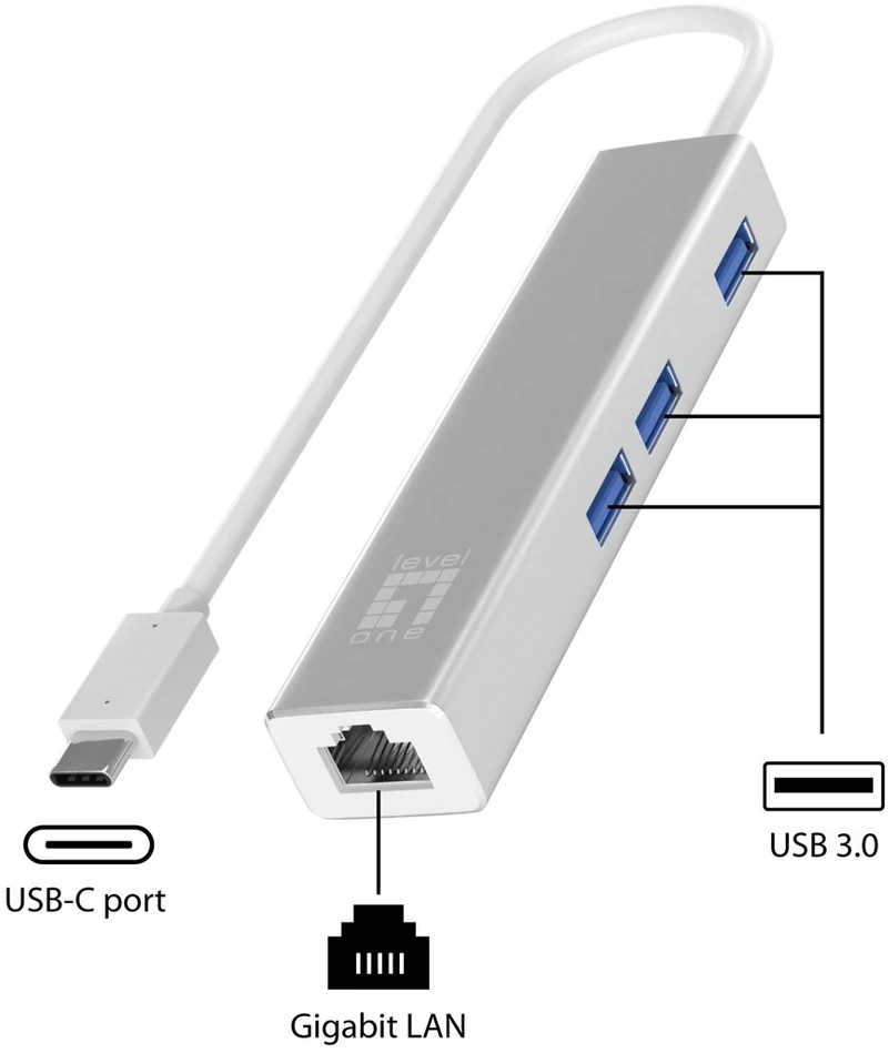 Level One Carruzzo LevelOne USB-0504 tinklo plokštė Eternetas 1000 Mbit/ai