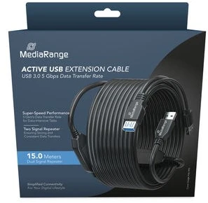 Carruzzo MediaRange MRCS244 USB kabelis USB 3.2 Gen 1 (3.1 Gen 1) 15 m 2 x USB A USB A 5 Gbit/s Juoda