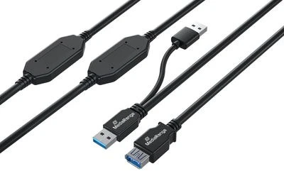 Carruzzo MediaRange MRCS244 USB kabelis USB 3.2 Gen 1 (3.1 Gen 1) 15 m 2 x USB A USB A 5 Gbit/s Juoda