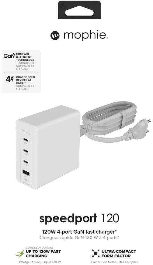 Carruzzo mophie 409909309 mobiliojo įrenginio kroviklis , Išmanusis telefonas, Planšetinis kompiuteris Balta AC Spartusis įkrovimas Vidaus