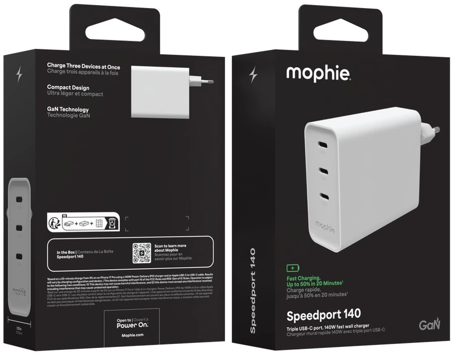 Carruzzo mophie Speedport 140 Universalus Balta AC Spartusis įkrovimas Vidaus