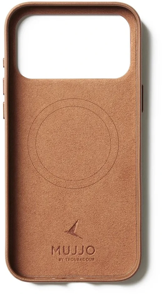 Carruzzo „Mujjo“ piniginės odinis dėklas – dėklai, sukurti „iPhone 17 Pro Max“, suderinami su „MagSafe“ (gelsvai rudas)