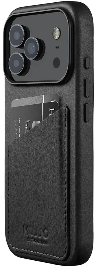 Carruzzo Mujjo Wallet Odinis dėklas - etui skórzane do iPhone 17 Pro kompatybilne su MagSafe (juodas)
