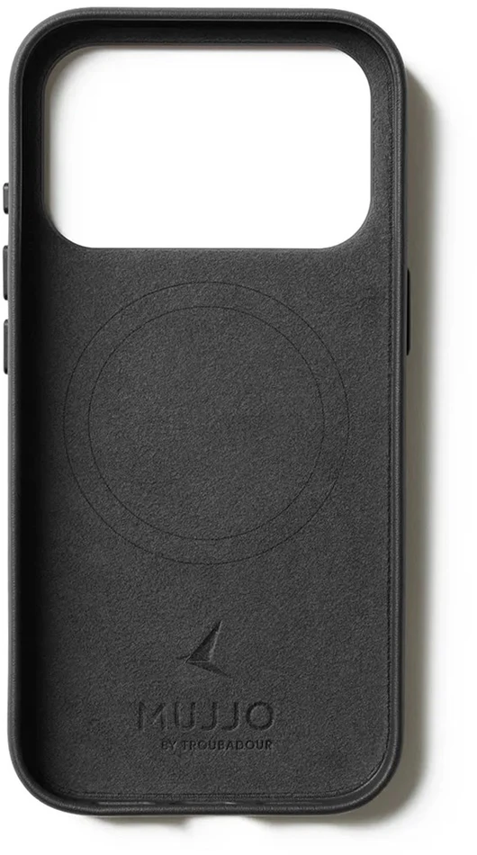 Carruzzo Mujjo Wallet Odinis dėklas - etui skórzane do iPhone 17 Pro kompatybilne su MagSafe (juodas)