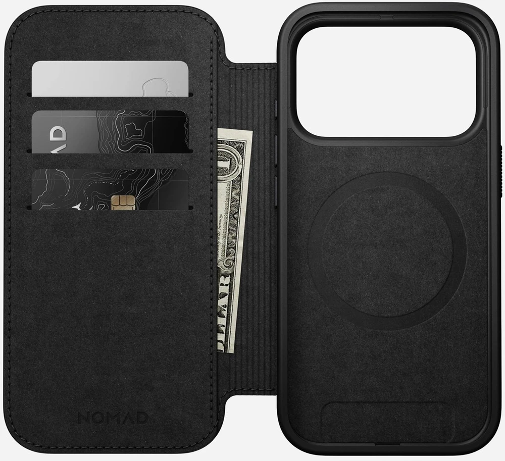 Dėklas Nomad Modern Leather Folio, ruda - iPhone 17 Pro