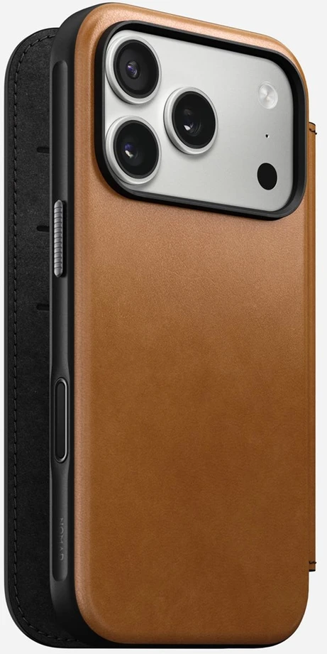 Dėklas Nomad Modern Leather Folio, english tan - iPhone 17 Pro
