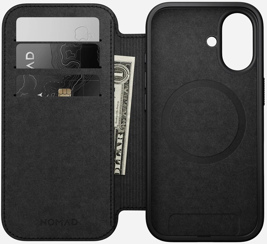 Dėklas Nomad Modern Leather Folio, juodas - iPhone 17