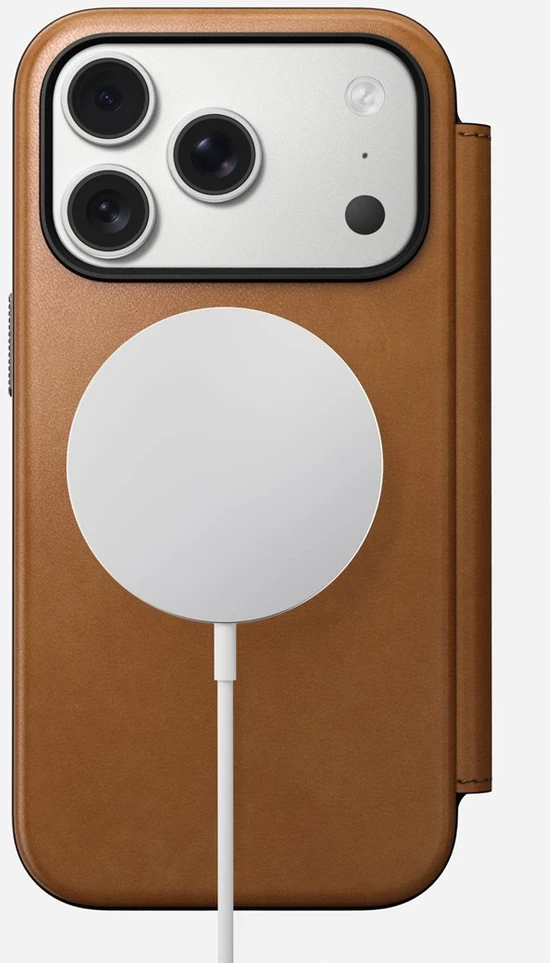 Dėklas Nomad Modern Leather Folio, english tan - iPhone 17 Pro