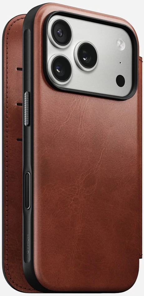 Dėklas Nomad Modern Leather Folio, olde dublin (Horween) - iPhone 17 Pro