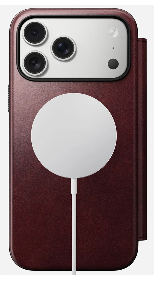 „Nomad Modern“ odinis dėklas, bordo spalvos („Horween“) – „iPhone 17 Pro Max“
