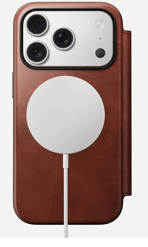 Dėklas Nomad Modern Leather Folio, olde dublin (Horween) - iPhone 17 Pro