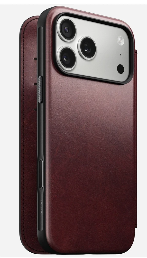 „Nomad Modern“ odinis dėklas, bordo spalvos („Horween“) – „iPhone 17 Pro Max“