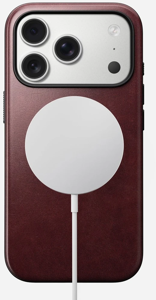 Dėklas Nomad Modern Odinis dėklas, burgundy (Horween) - iPhone 17 Pro