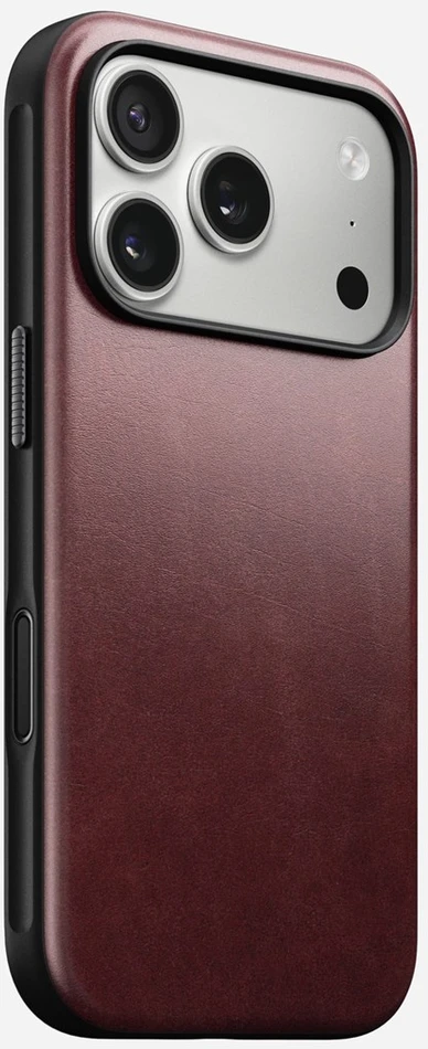 Dėklas Nomad Modern Odinis dėklas, burgundy (Horween) - iPhone 17 Pro