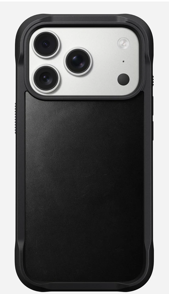 Dėklas Nomad Rugged Odinis dėklas, juodas (Horween) - iPhone 17 Pro
