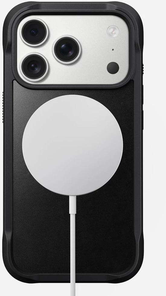 Dėklas Nomad Rugged Odinis dėklas, juodas (Horween) - iPhone 17 Pro