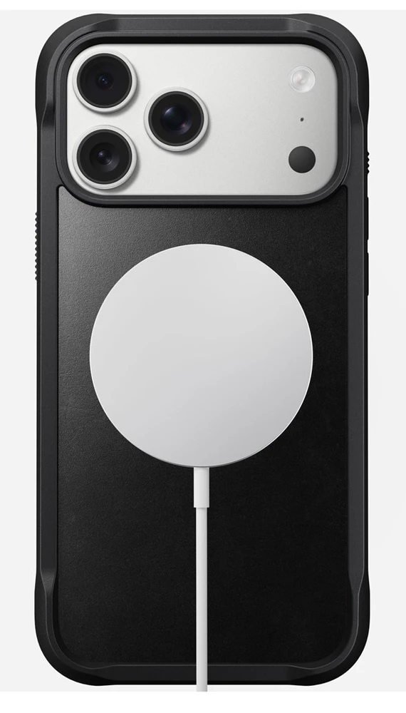 Nomad Rugged Odinis dėklas, juodas (Horween) - iPhone 17 Pro Max