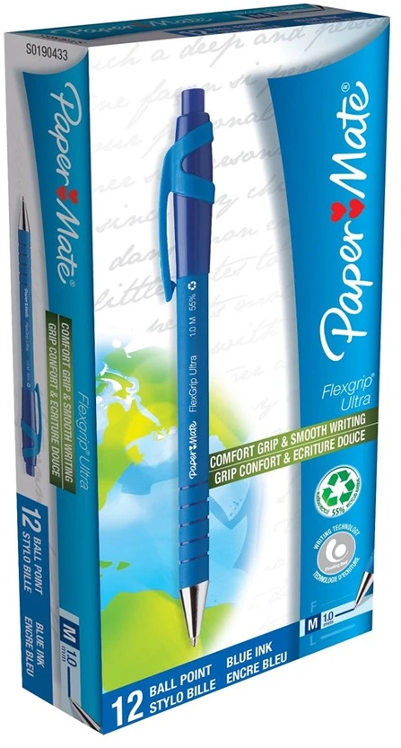 Carruzzo Papermate FlexGrip Ultra RT Mėlyna Paspaudžiamas tušinukas Vidutinis 12 vnt