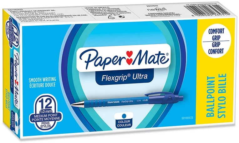Carruzzo Papermate FlexGrip Ultra RT Mėlyna Paspaudžiamas tušinukas Vidutinis 12 vnt