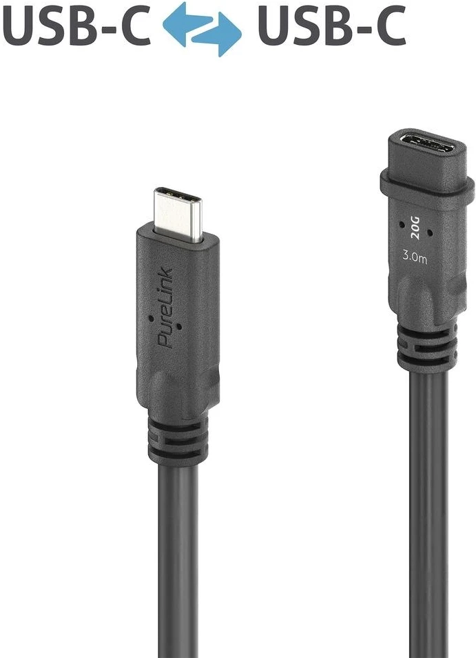 Vision Carruzzo PureLink PI6630-030 USB kabelis USB4 Gen 2×2 3 m USB C 20 Gbit/s 100 W Juoda