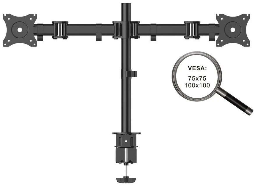 Carruzzo PureMounts PM-OFFICE-02 monitoriaus laikiklis arba stovas 68,6 cm (27″) Stalas Juoda