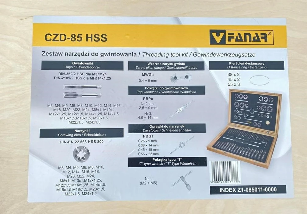 Carruzzo Rinkinys NARZEDZI DO GWINTOWANIA M3-M24 HSS CZD-85